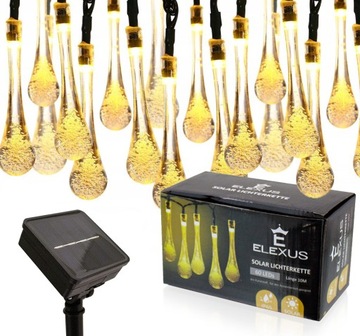 ŚWIATEŁKA SOLARNE LAMPKI SOPLE ŁEZKI KROPLE 60 LED