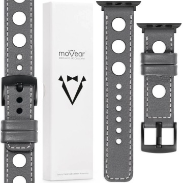 Kožený řemínek pro Apple Watch 42/41/40/38 mm Handmade Šedý Movear