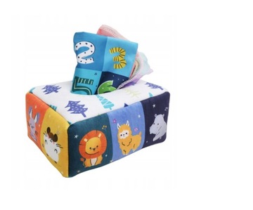 SORTER PUDEŁKO Z CHUSTECZKAMI PLUSZOWE SENSORYCZNE MONTESSORI ZWIERZĄTKA