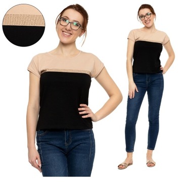 T-Shirt Bluzka Koszulka Damska Cyrkonie M MORAJ