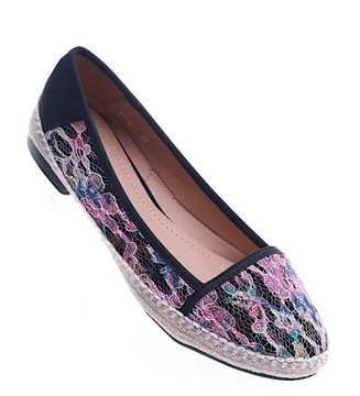 ЧЕРНЫЕ БАЛЕТКИ ЖЕНСКИЕ С КРУЖЕВОМ 13991 37