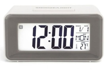 ZEGAR BUDZIK CYFROWY LCD TERMOMETR TIMER STEROWANY GŁOSEM BIAŁY