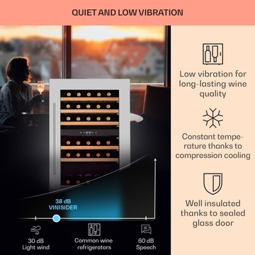 KLARSTEIN ВИННЫЙ ХОЛОДИЛЬНИК ВИННЫЙ ХОЛОДИЛЬНИК ВИННЫЙ КРОНШТЕЙН НА 35 БУТЫЛОК 5-22°C