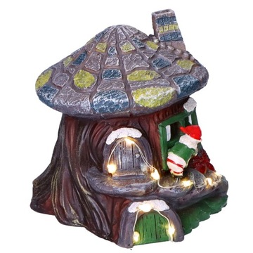 Светодиодный рождественский городок, домик гнома в стволе дерева