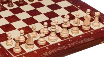 Szachy drewniane GRAWEROWANE Turniejowe Duża drewniana szachownica 52 cm