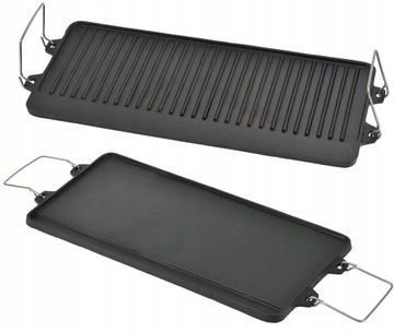Płyta ŻELIWNA DWUSTRONNA GRILL RUSZT 52 x 25cm Patelnia Grillowa na Ognisko