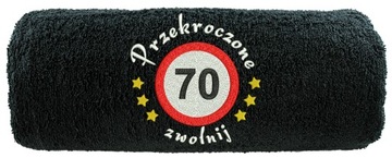 Ręcznik z haftem prezent na 70 urodziny 70 zwolnij