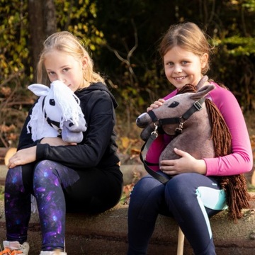 Лошадь на палке с поводьями и поводом, большая лошадка-скиппи А3, белая