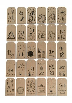 Адвент-календарь с эко рождественскими подвесками KRAFT