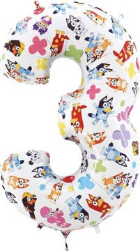 Balon Foliowy Cyfra Cyferka 3 Piesek Bluey 70 cm Urodziny