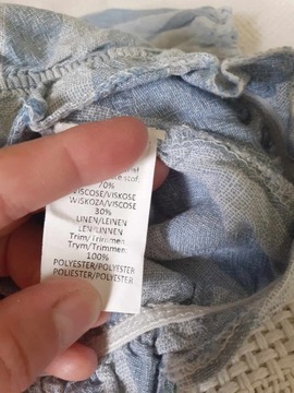 włoska bluzka z koronką hiszpanka materiał jak cienki jeans S/M len BOHO