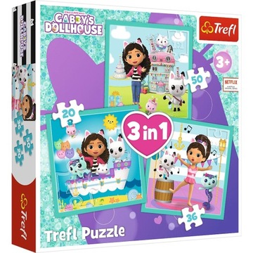 Trefl Puzzle 3w1 Aktywności Gabby Koci Domek Gabi