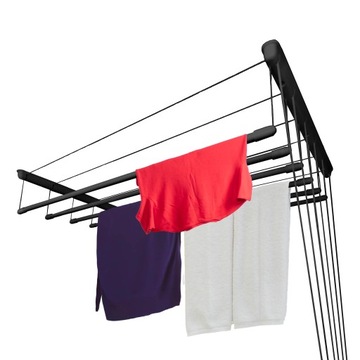 PODSUFITOWA SUSZARKA NA PRANIE UBRANIA 6 PRĘTÓW 110 CM CZARNA ŁAZIENKOWA