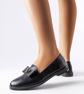 Черные декоративные мокасины Ila, размер 36.