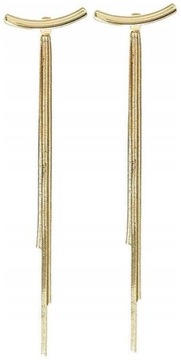 Kolczyki damskie złote wiszące długie łańcuszek nitki boho eleganckie retro