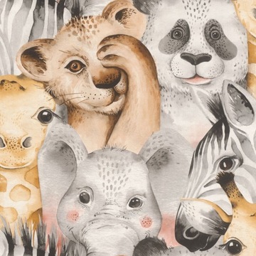TAPETA DZIECIĘCA ZWIERZĘTA PANDA TYGRYS FLIZELINA