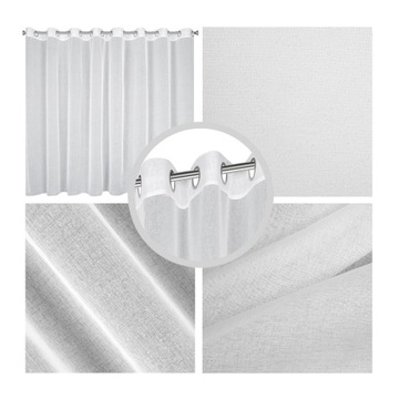 Широкая белая штора из этамина 400х150 на люверсах