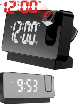 BUDZIK Zegar Cyfrowy Elektroniczny TERMOMETR PROJEKTOR Czasu LED LUSTRO