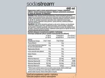 3x СИРОП КОНЦЕНТРАТА С НУЛЕМ САХАРА ДЛЯ НАСЫЩЕННОГО НАПИТКА SODASTREAM 9 Л, 440 мл