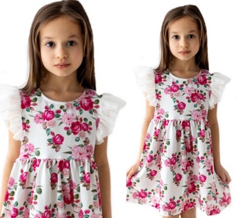 Sukienka dziewczęca w print kwiaty Lily Grey 128