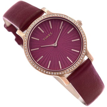 DAMSKI ZEGAREK TIMEX TW2R51100 METROPOLITAN ELEGANCKI BORDOWY NA PASKU