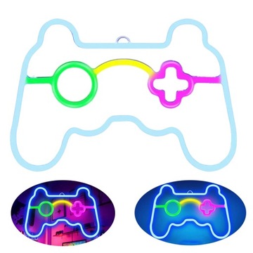 LAMPKA NEON GAMEPAD PLEXI NA ŚCIANĘ ŚCIEMNIACZ + USB KOLOROWA