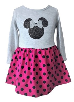 Różowa sukienka z długim rękawem dla dziewczynki Minnie 104