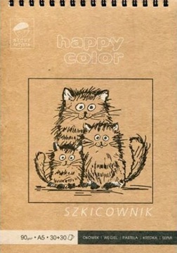 Happy Color Kołonotes biało-szary A5