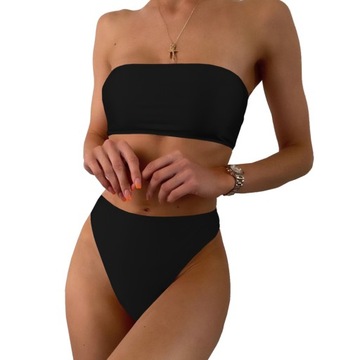 STRÓJ KĄPIELOWY DWUCZĘŚCIOWY SEXY BIKINI MAJTKI WYSOKI STAN OPASKA KOLORY