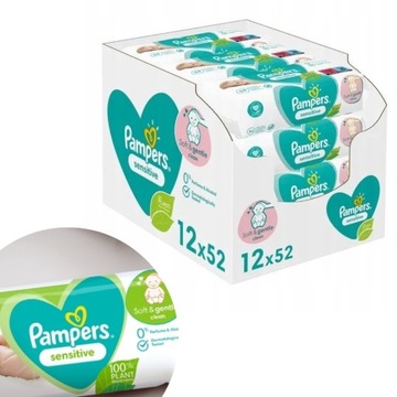 PAMPERS CHUSTECZKI SENSITIVE NAWILŻANE 12x52szt