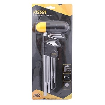 KLUCZE IMBUSOWE DŁUGIE Z RĄCZKĄ T CrV 9CZ 1.5-10MM