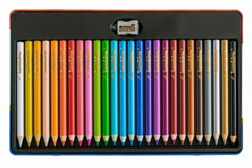 КАРАНДАШИ BAMBINO, ТОЛСТЫЕ, 26 ЦВЕТОВ, МЕТАЛЛИЧЕСКАЯ УПАКОВКА, ТОЧИЛКА