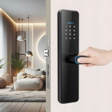 Умная дверная ручка Tuya, цилиндр замка Wi-Fi, RFID-код, отпечаток пальца