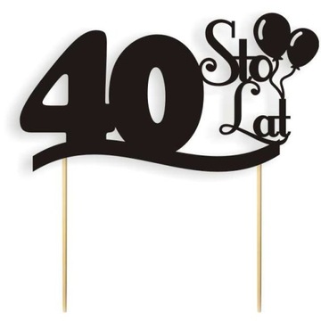 Dekoracja na tort 40 URODZINY cake topper CZARNA