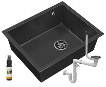 ЧЕРНАЯ МОЙКА ПОД СТОЛЕШНИКОМ PAVO, ПОДВЕСНОЙ ГРАНИТАН