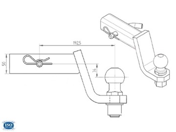 ШАРИКОВЫЙ АДАПТЕР БУКСИРОВОЧНОГО КРЮКА США 50x50 мм, 2 дюйма (-34 мм)