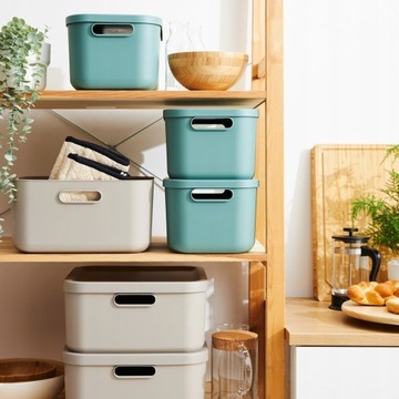 Коробки Контейнеры с крышкой для организации дома Rotho Albula 2x 12 л Белый