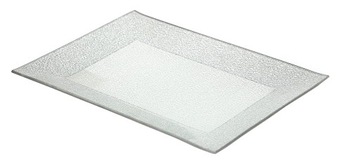 Srebrna patera podstawka szklana na świecę 26x19cm