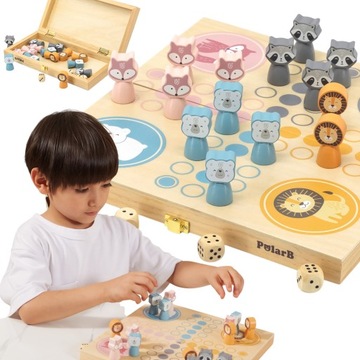 VIGA DREWNIANA GRA CHIŃCZYK LUDO PolarB PLANSZOWA TOWARZYSKA PASTELOWA