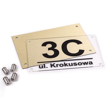 АДРЕСНАЯ ТАБЛИЧКА PLEX АЛЮМИНИЙ + ПРОСТАВКИ