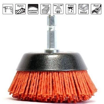 Нейлоновая щетка 65 мм для чашечной дрели, карбид кремния S&R