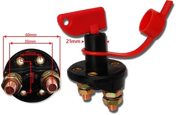 HEBEL RYGIEL WYŁĄCZNIK PRĄDU 12/24V 300A + KLUCZ