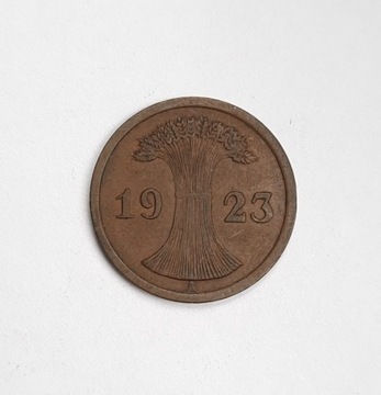 Старая монета 2 рентенпфеннига 1923 года Германия Веймар