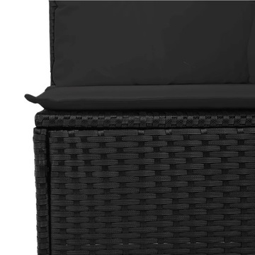 vidaXL Садовый диван с подушками, 3-местный, черный, полиротанг