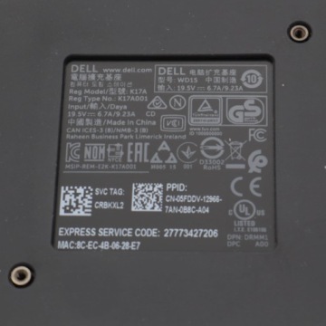 Док-станция Dell WD15 K17A USB C DP Docking Station HUB