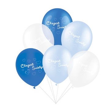 Balony Gumowe Na Chrzest Święty Niebieskie 6 szt