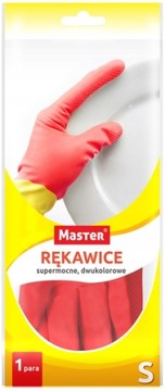 MASTER RĘKAWICE GOSPODARCZE MAŁE ~S~ DWUKOLOROWE SUPER MOCNE ANTYPOŚLIZGOWE