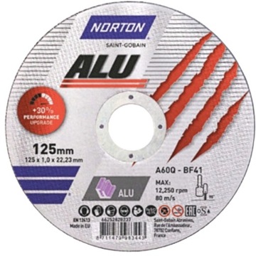 Tarcza Norton A60Q-BF41 do cięcia aluminium 125x1,0mm 1szt.