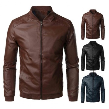 Leather Jacket Bomber Motorcycle Jacket Men Biker