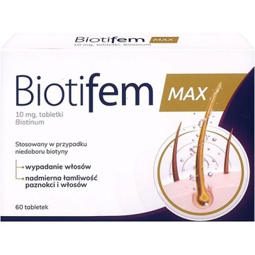 Biotifem MAX 10mg 60 szt włosy skóra paznokcie LEK